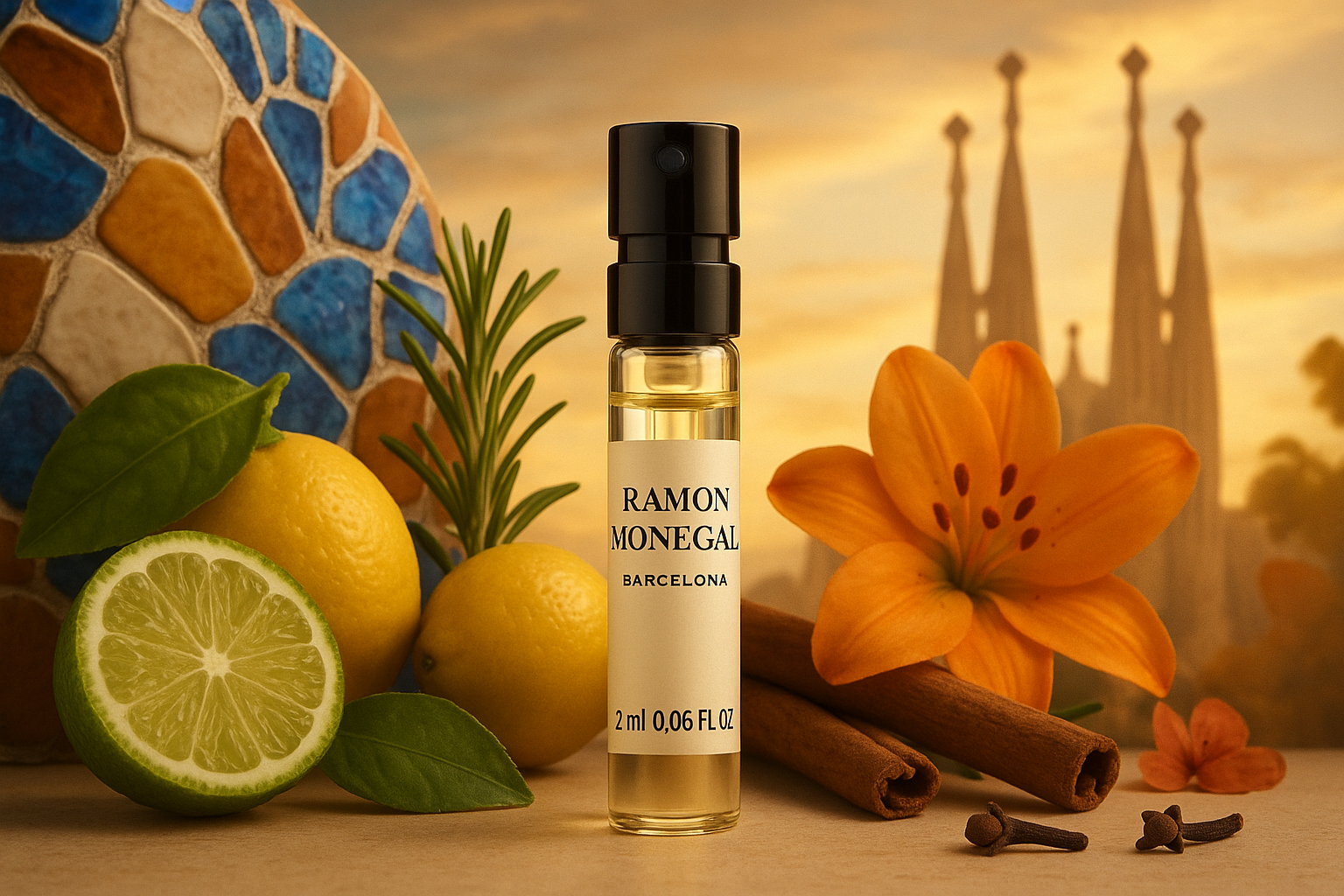 Ramon Monegal Barcelona officiel parfumeprøve 2ml 0,06 fl.o.z. parfume tester Ramon Monegal Barcelona officiel parfumeprøve 2ml 0,06 fl.o.z. parfume tester