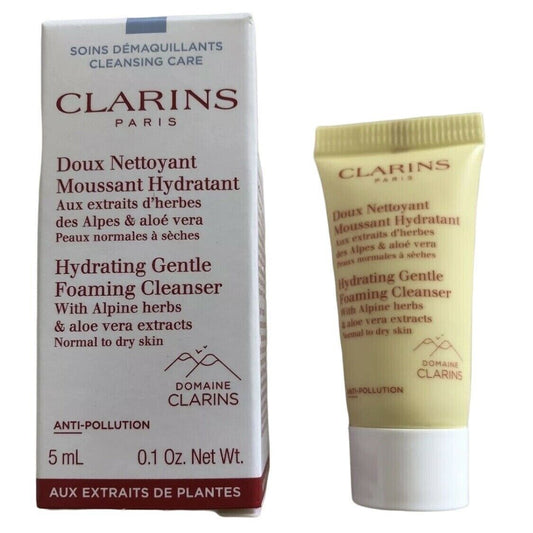 Clarins Hydrating Gentle Foaming Cleanser Mini hudplejeprøve 5ML 0,1 oz. Normal til tør hud