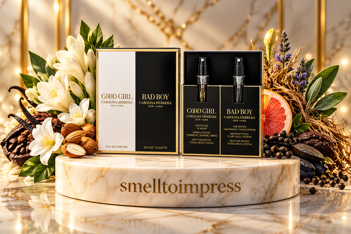 billede af Carolina Herrera Good Girl 1,5 ml + Bad Boy 1,5 ml parfumeprøvesæt