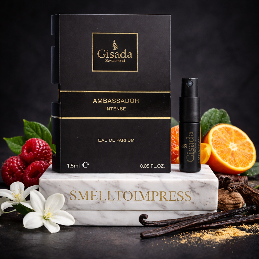 Stylish image of Gisada Ambassador Intense 1.5ML 0.05 fl. oz. official perfume sample