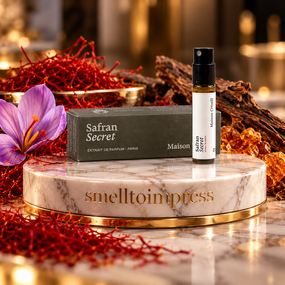 billede af officiel parfumeprøve af Maison Crivelli Safran Secret 1,5 ml